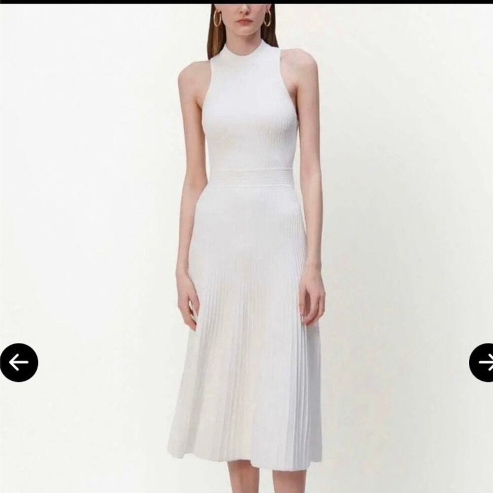 Jonathan Simkhai Marianne White Ribbed Midi Dress - XS